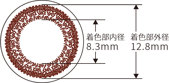 着色部内径8.3mm　着色部外径12.8mm